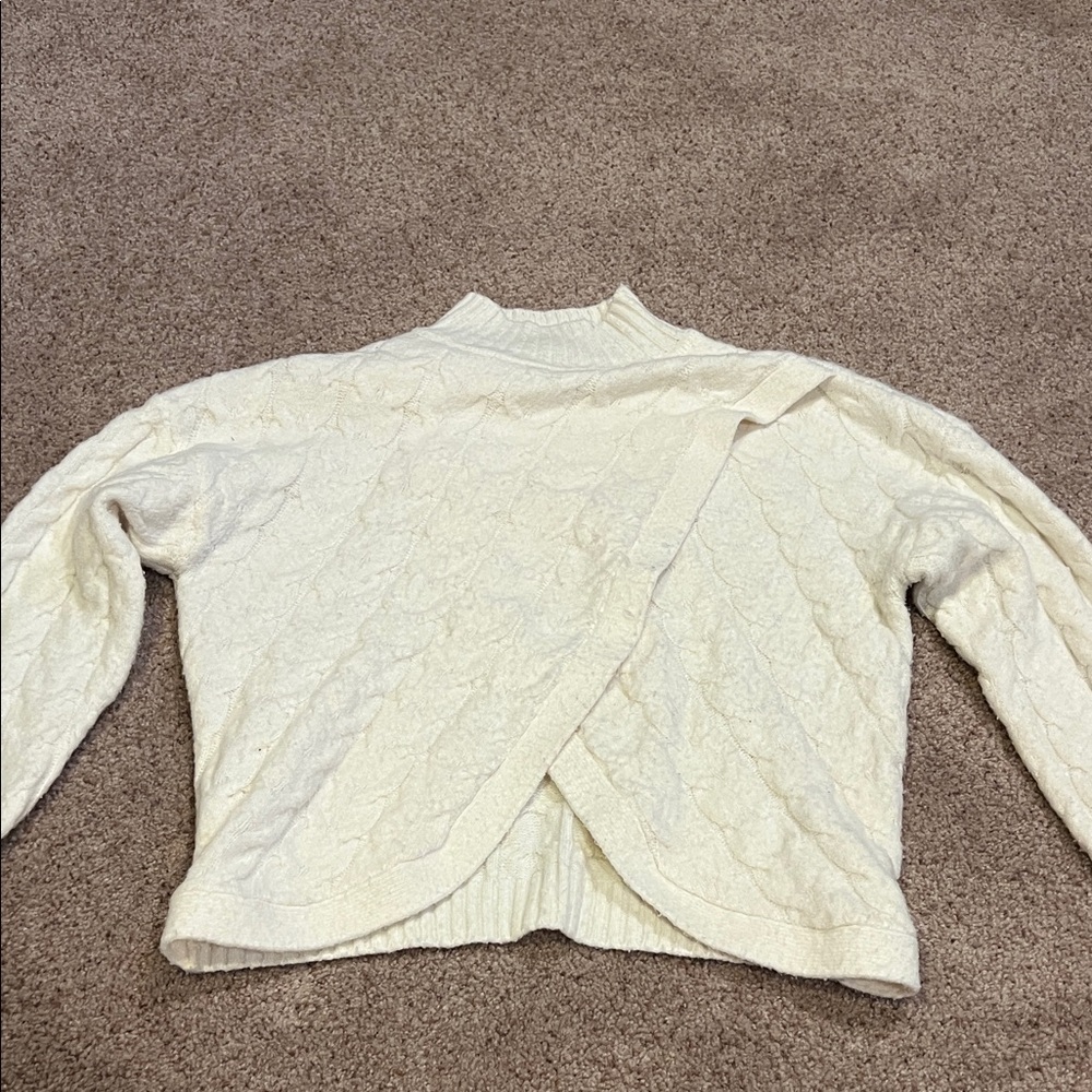 Pink Rose Cream Cowl Neck Sweater
